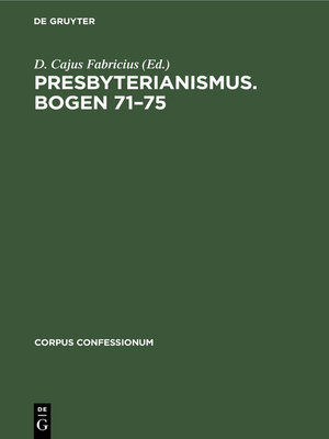 cover image of Presbyterianismus. Bogen 71–75